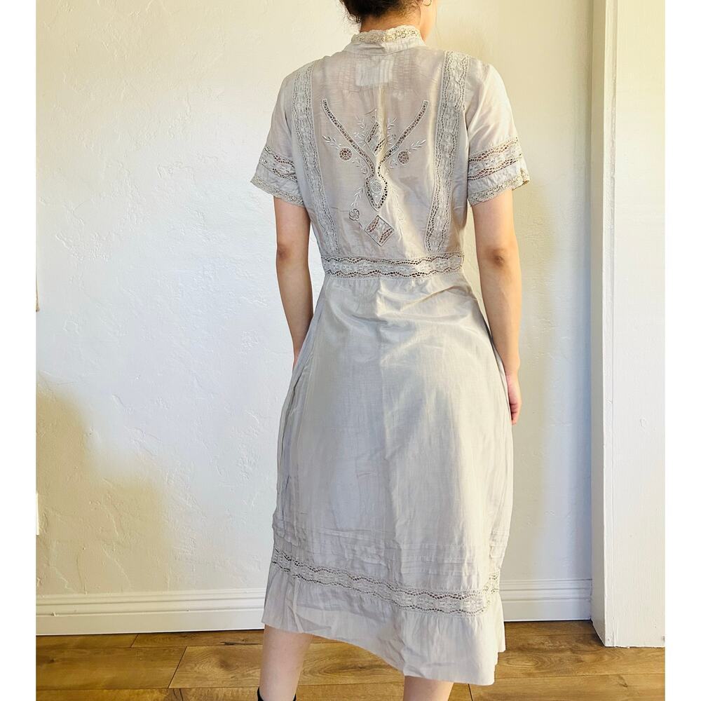 Johnny Was Cream Lace-Trim Midi Dress - Picture 2 of 8